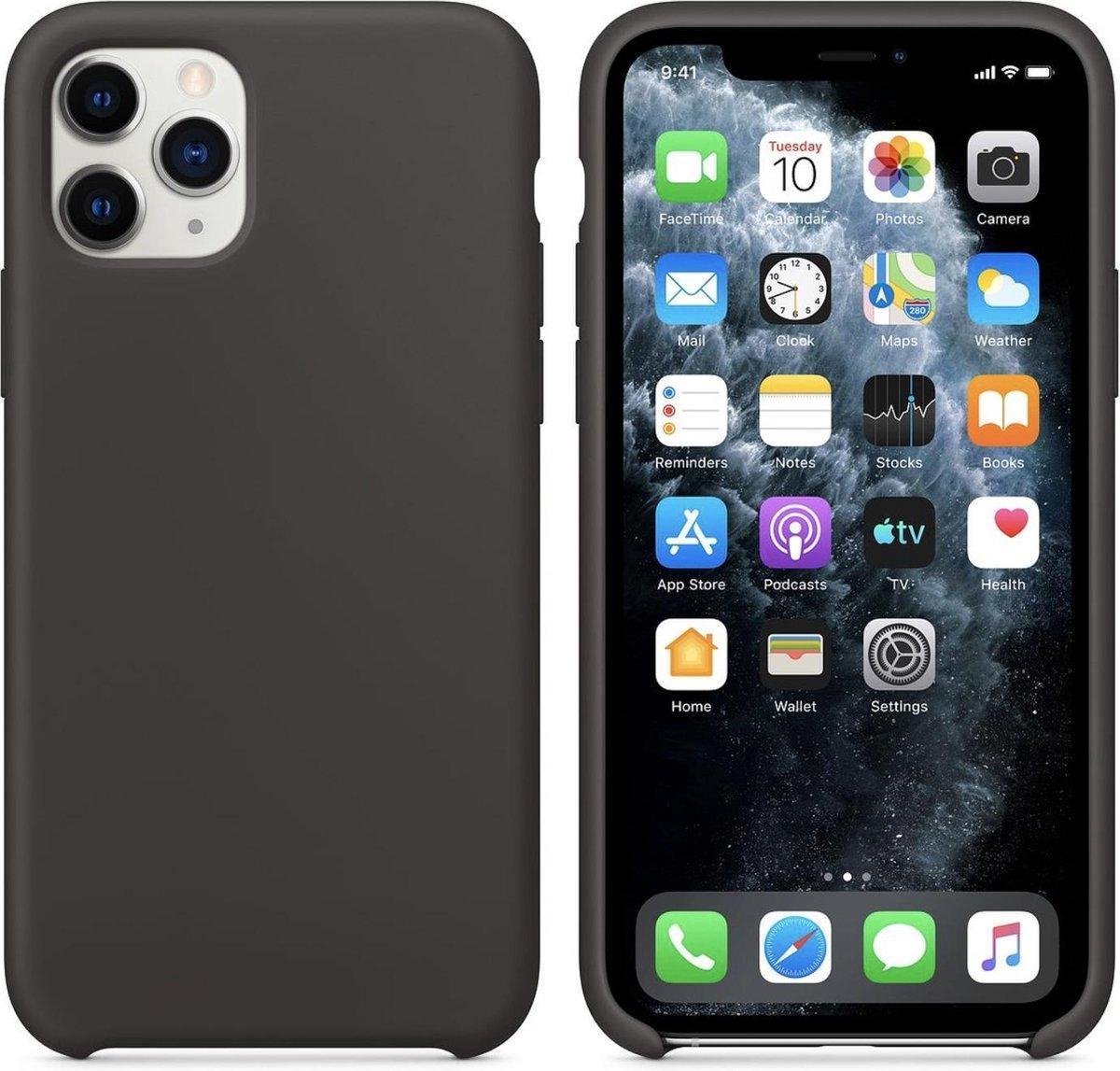 Geschikt voor Apple iPhone 12 Pro MAX Siliconen hoesje - Zwart - Suède binnenkant
