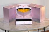 Flowerbox met Zeep Rozen - Giftbox - Valentijn - Moederdag - Roze Box met Gele Zeep Rozen