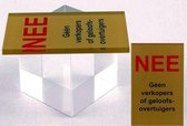 NEE Geen verkopers of geloofsovertuigers sticker bordje - Glas Acrylaat - Kleur messing - Promessa-Design.
