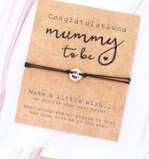 Mama armband - hanger voetjes - zwart - Mummy to be - geboorte cadeau - kraamcadeau