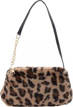 Damestas - Schoudertas - Panterprint - Met Korte Schouderband - Pluche Clutch - Okseltas