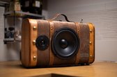 Vintage - koffer - luidsprekers - bluetooth - ingebouwde accu - USB aansluiting - gadget