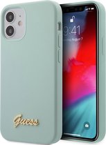 Blauw hoesje van Guess - Backcover - iPhone 12 Mini - Metal Logo