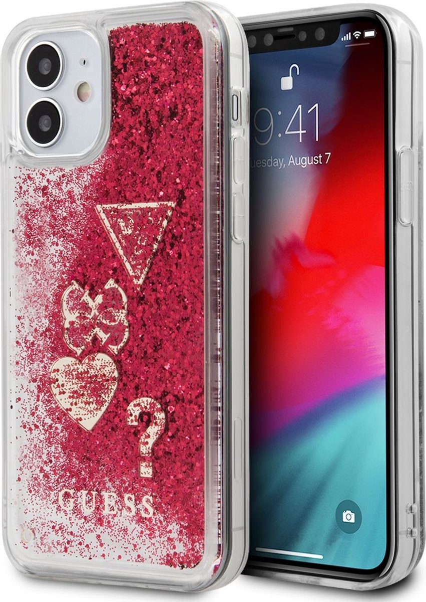 Guess Charms Liquid Glitter Case - iPhone 12 Mini (5.4") - Roze