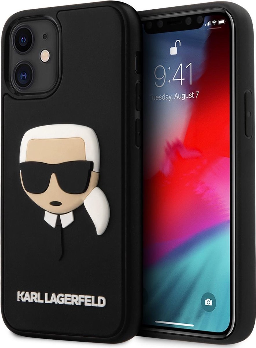 Zwart hoesje van Karl Lagerfeld - Backcover - iPhone 12 Mini - 3D Rubber Head