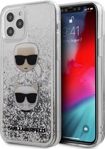 Zilver hoesje van Karl Lagerfeld - Backcover - voor iPhone 12 Pro Max - Liquid Glitter
