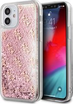 Roze hoesje van Guess - Backcover - voor iPhone 12 Mini - Liquid Glitter