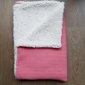 RiFresh -  wagendeken baby - roze wafelsof fijn met teddy