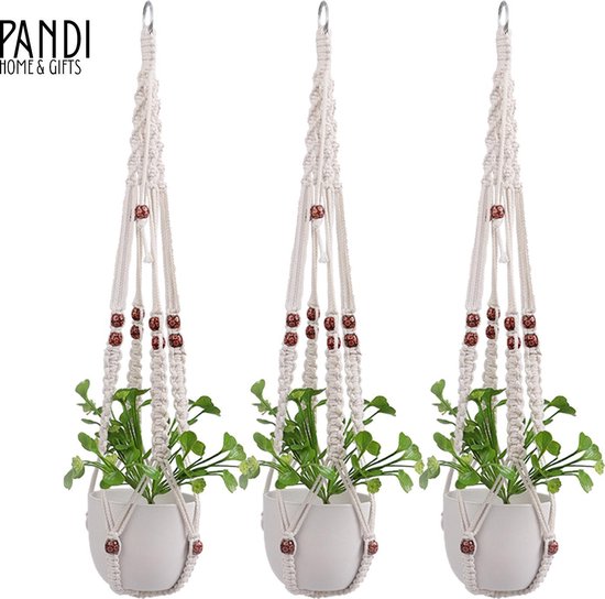 Mkouo Bloemenhanger macramé plantenhouder 2 stuks