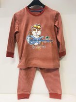 Woody pyjama jongens/heren - donkerrood - gebroken wit gestreept - cavia - 211-1-PZL-Z/946 - maat 98