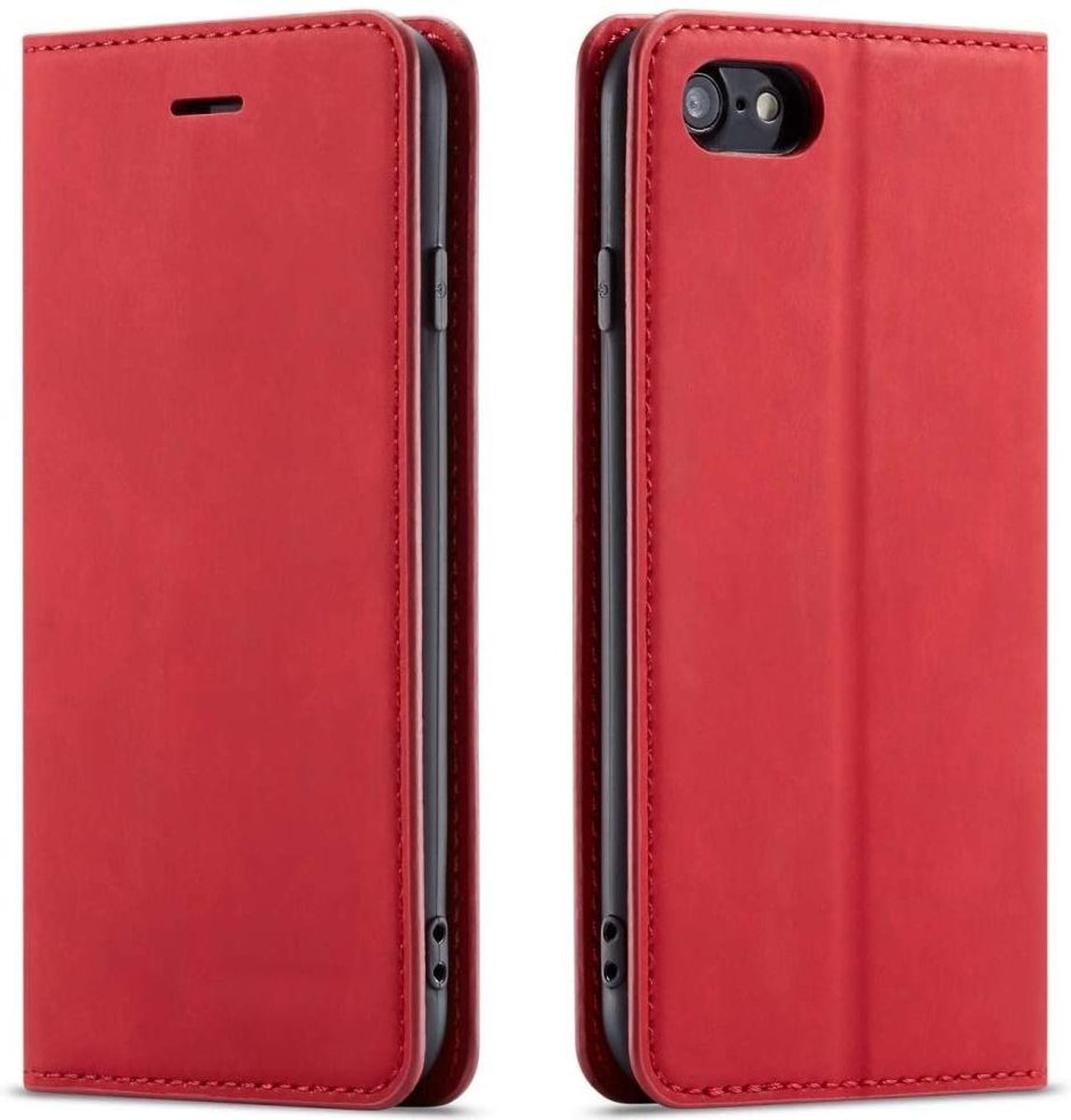 Geschikt voor Apple iPhone SE 2020 Bookcase | Rood | Pasjeshouder | Portemonnee hoesje