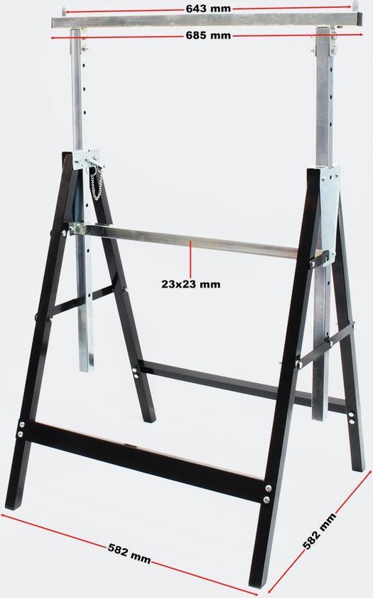 2x metalen steun, inklapbare standaard, in hoogte verstelbare steunpoot. Schraag, set van 2 stuks - Multistrobe - Wiltec Wildanger Technik GmbH