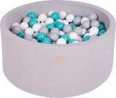 MeowBaby® Ronde Ballenbak set incl 300 ballen 90x30cm - Licht Grijs: Turquoise, Grijs, Wit