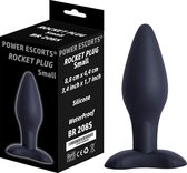 Power Escorts - Rocket Plug Small Anal Plug - 5,9 × 2,9 CM / 2,3 × 1,2 Inch - Butt plug - Zwart - Kwaliteit Silicone - Geen Goedkoop TPE Materiaal - Gave Cadeaubox - BR208S