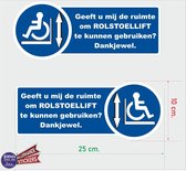 Rolstoellift aanwezig in de auto, geef extra ruimte sticker set