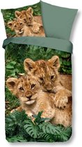 Leuke Kinder Katoen Dekbedovertrek Eenpersoons Little Lions | 140x200/220 | Fijn Geweven | Zacht En Huidvriendelijk