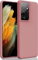 HB Hoesje Geschikt voor Samsung Galaxy S21 Ultra Roze - Siliconen Back Cover