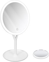 Nava © - Miroir de maquillage LED avec miroir grossissant 5x - Set de miroirs de maquillage Miroir de maquillage miroir éclairé - en blanc