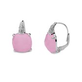 Silventi 921371052 Zilveren Oorhanger - Rond - Roze - Zirkonia - Steentjes - Zilverkleurig
