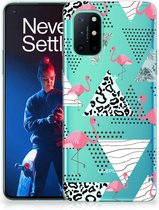 Leuk TPU Back Cover OnePlus 8T GSM Hoesje Doorzichtig Flamingo Triangle