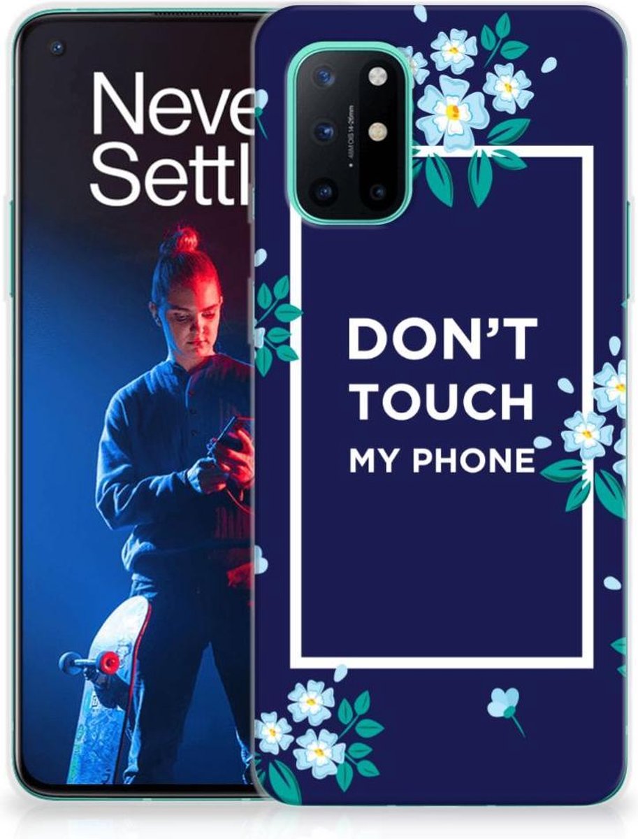 OnePlus 8T Silicone-hoesje Flowers Blue DTMP