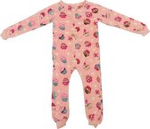 Onesie / Pyjama / Pyjamapak met cupcake print - Roze / Wit - Polyester - Maat 105 - Meisje