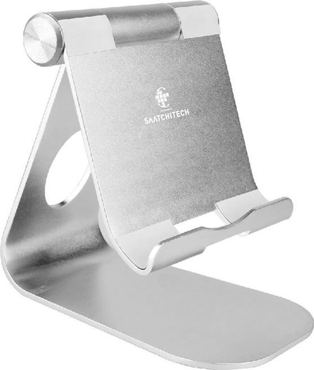 Aluminium standaard voor tablet / mobiele telefoon standaard | inklapbaar en handzaam | zilver |Makkelijk Verstelbaar | Compact lichtgewicht tablet standaard