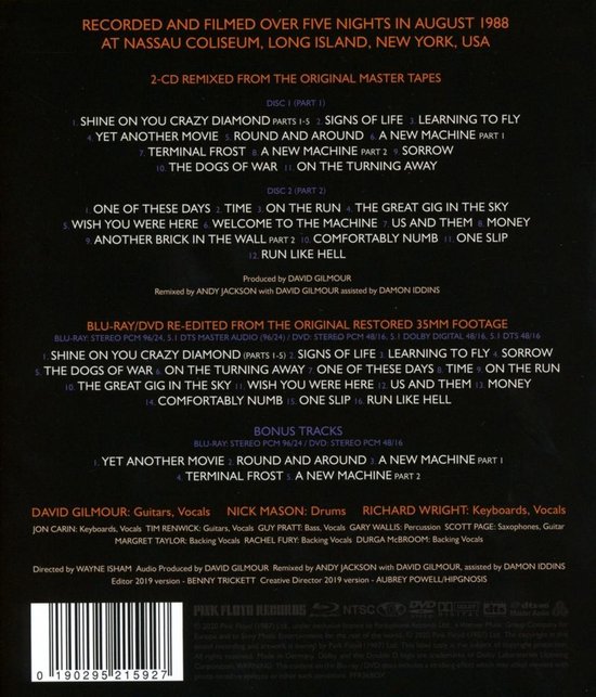 Delicate Sound Of Thunder (4 discs: Blu-ray, Dvd en 2 Cd) - Pink Floyd