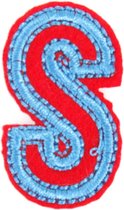 Alfabet Letter Strijk Embleem Patches Rood Blauw 3 x 2 cm / Letter S