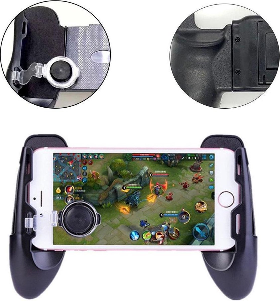 DrPhone HG04 - Mobiele Gamepad – Verstelbaar - 3 in 1 – Comfortabele Grip – Universeel – Zwart