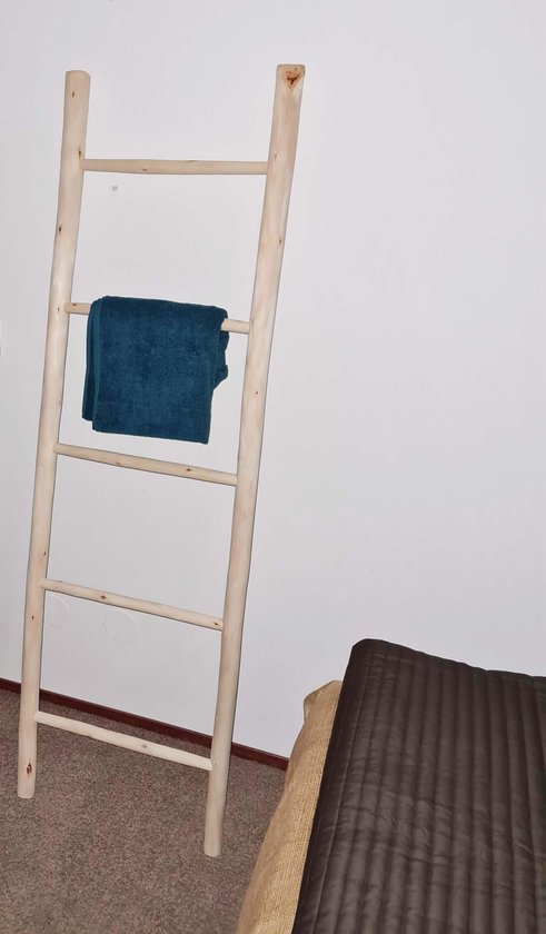 Decoratieladder - Handdoekenrek - Ladder - ladderrek - handdoek ladder - Naturel - Acaciahout