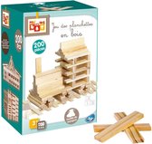 Z!N | 200 houten plankjes - constructie speelgoed - hout - bouwen - incl. opbergzak