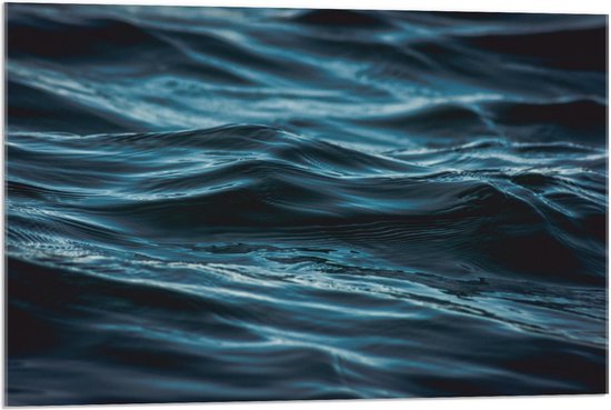 Acrylglas - Blauwe Golven - 90x60cm Foto op Acrylglas (Met Ophangsysteem)