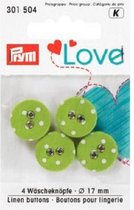 prym love 301504 linnen knopen 4 stuk 17mm groen