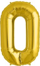 Helium ballon - Cijfer ballon - Nummer 0 - 0 jaar - Verjaardag - Goud - Gouden ballon - 80 cm