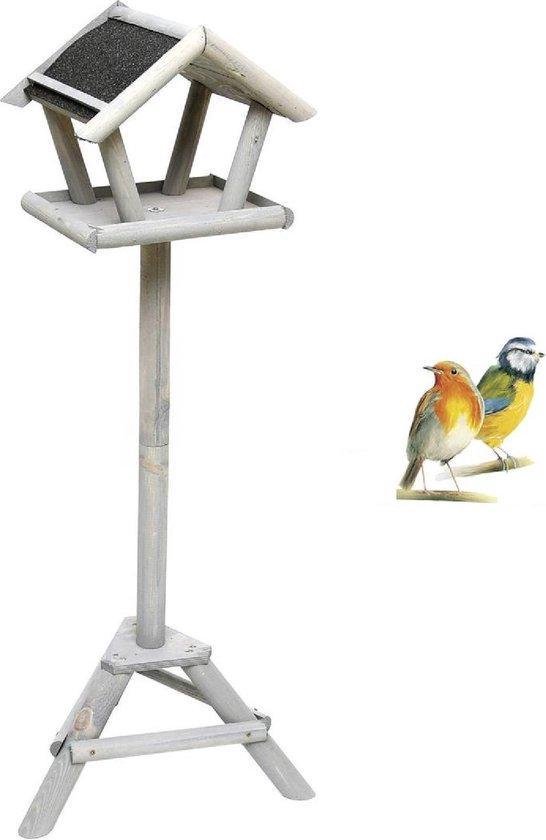 Vogelhuisje op paal met voedertafel white washed, vogelvoederhuisje,... | bol.com