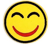 Ronde Gele Emoji Smiley Strijk embleem Patch Genieten 5.2 cm / 5.2 cm / Geel Rood Zwart