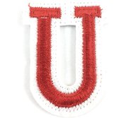 Alfabet Letter Embleem Strijk Patch Rood Wit Letter U / 3.5 cm / 4.5 cm