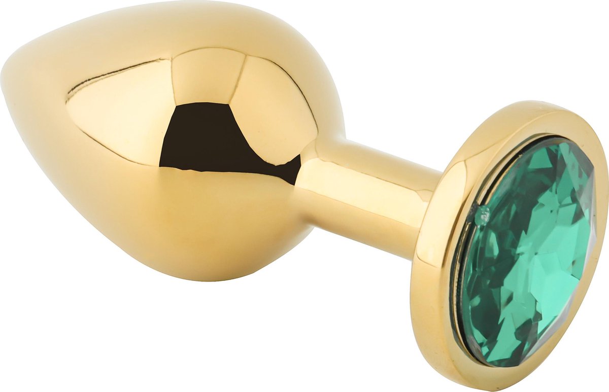 Goedkoopste Banoch - Buttplug Aurora green gold Small - gouden Metalen buttplug - Diamant steen - Groen