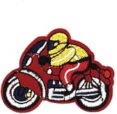 Motor Racer Motorrijder Biker Strijk Patch 7.6 cm / 5 cm / Rood Geel