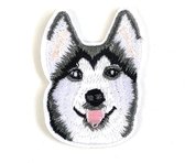 Husky Hond Honden Strijk Embleem Patch 4.5 cm / 6 cm / Wit Grijs Zwart