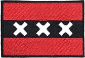 Patchy® – Amsterdam Vlag Wapen Strijk Embleem Patch 7.4 cm / 5.1 cm / Rood Zwart Wit