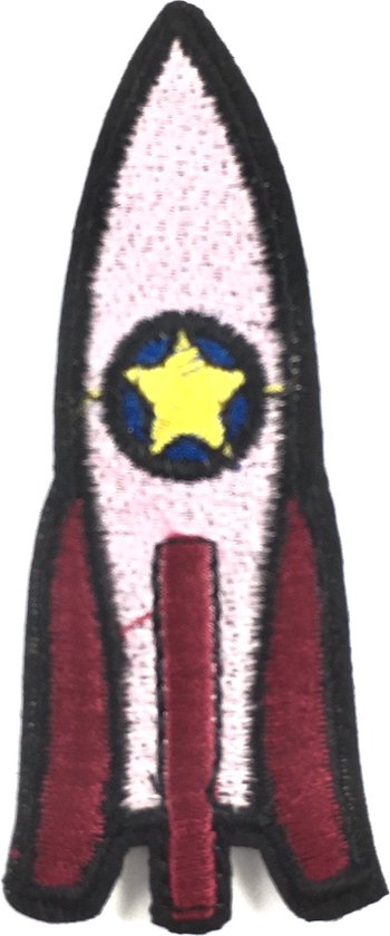 Raket Met Ster Strijk Embleem Patch B 3.4 x L 8.1 cm