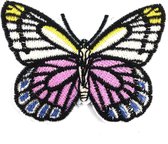 Gele Met Roze Vlinder Strijk Patch 7,8 x 5,7 cm