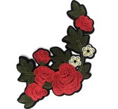 Rode Wit Gele Bloemen Op Tak XXL Applicatie Patch 14 cm / 24 cm / Rood Groen Wit Geel