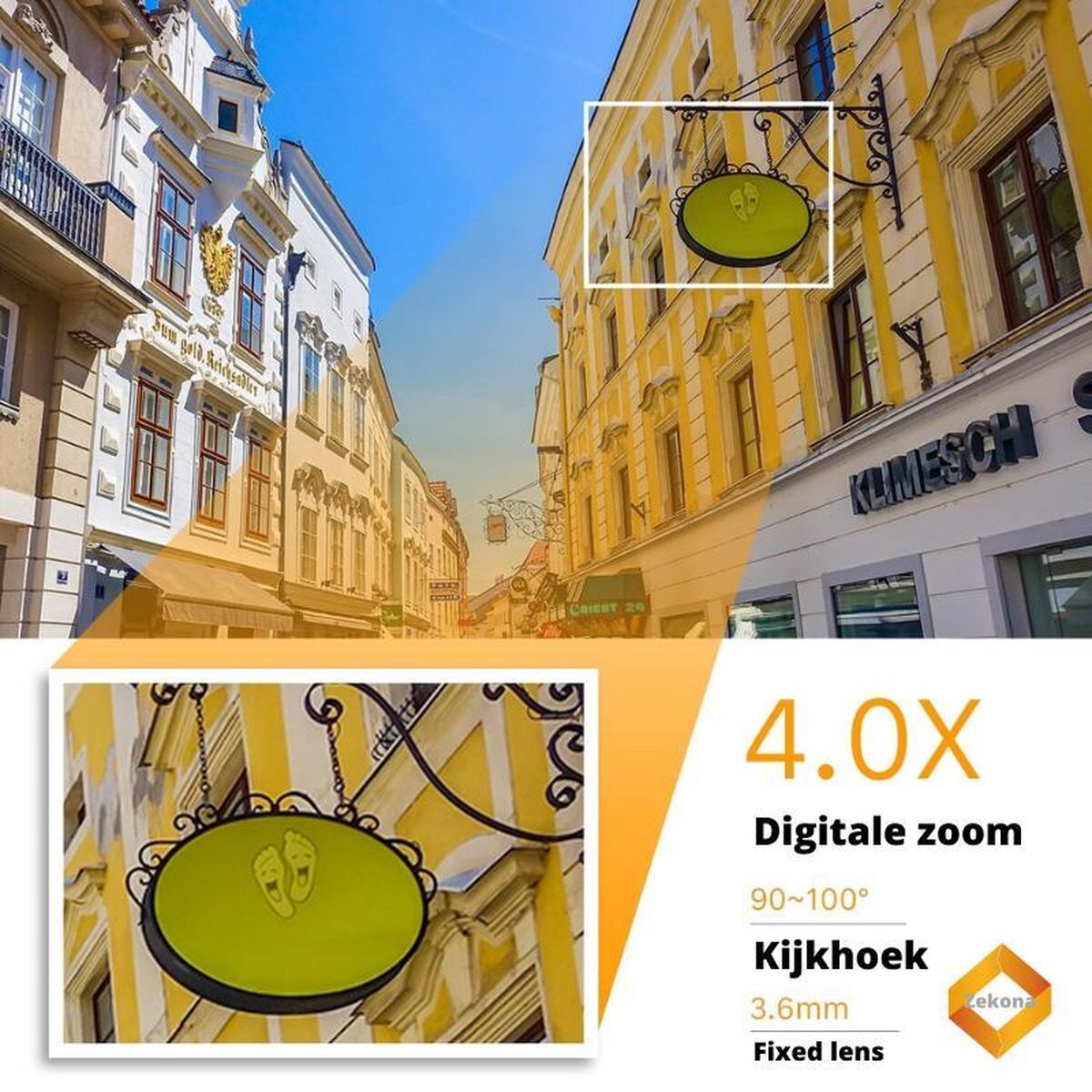 Zekona 20C Wit - Full HD Beveiligingscamera - IP Camera Beveiliging - Outdoor Beveiliging - Bewakingscamera voor Binnen & Buiten - Buiten Camera met Nachtzicht - Indoor Camera met Meeluister Functie - WiFi 4x Digitale Zoom + 32 GB SD Kaart – foto 8