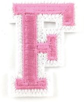 Alfabet Strijk Letter Embleem Patches Roze Wit Letter F / 3.5 cm / 4.5 cm
