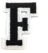 Alfabet Strijk Embleem Letter Patch Zwart Wit Letter F / 3.5 cm / 4.5 cm