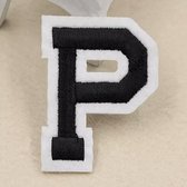 Alfabet Letters Strijk Embleem Patches Zwart Wit Letter P / 4 cm / 5 cm