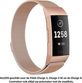 Roze / Rose Milanees Bandje voor Fitbit Charge 3 / Charge 3 SE / Charge 4 – Milanese smartwatch strap - Polsbandje - Staal - RVS – Maat: zie maatfoto